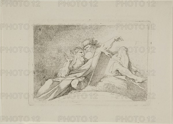 Two Prophets, 1764, Jean Honoré Fragonard (French, 1732-1806), after Ludovico Carracci (Italian, 1555-1619), France, Etching on cream laid paper, 87 × 130 mm (image), 98 ×140 mm (plate), 139 × 195 mm (sheet)