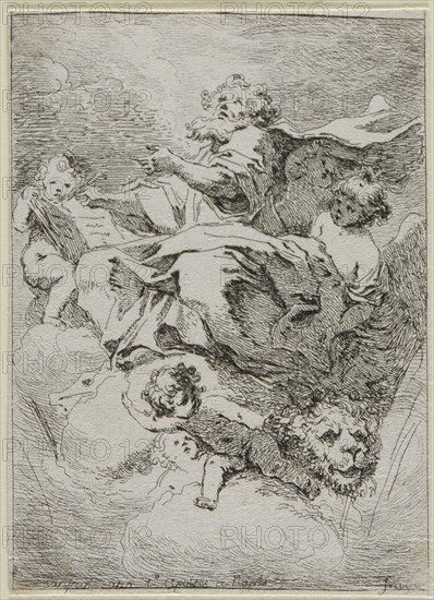 Saint Mark, 1763/64, Jean Honoré Fragonard (French, 1732-1806), after Giovanni Lanfranco (Italian, 1582-1647), France, Etching on white laid paper, 111 × 80 mm (image), 113 × 81 mm (sheet), cut within the platemark