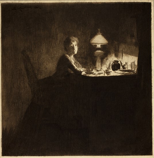 The Acting Manager, 1884, Walter Richard Sickert, English, 1860-1942, United Kingdom, Etching with plate tone in brown on cream wove paper, 228 x 224 mm (image, trimmed within plate mark), 238 x 234 mm (sheet)
