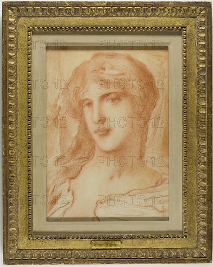 Head, c. 1880, Simeon Solomon, English, 1840-1905, England, Red chalk on buff wove paper, 350 × 240 mm