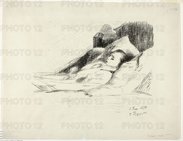 Dead Child, 1874, Camille Pissarro, French, 1830-1903, France, Lithograph in black on grayish-ivory wove China paper, 217 × 272 mm (image), 308 × 396 mm (sheet)