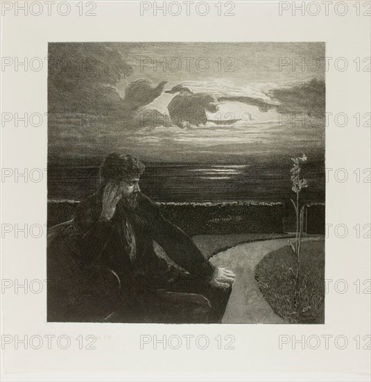 Night, from On Death Part I, 1888–89, Max Klinger, German, 1857-1920, Germany, Etching, aquatint and burnishing in black ink on ivory wove paper, 275 × 273 mm (image), 315 × 315 mm (plate), 360 × 360 mm (sheet)