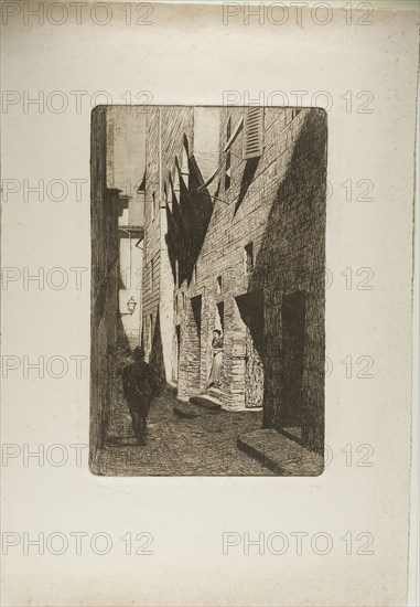 Casa di Dante da Castiglione, 1886, Telemaco Signorini, Italian, 1835-1901, Italy, Etching with drypoint on cream wove paper, 373 x 238 mm (image/plate), 606 x 415 mm (sheet)