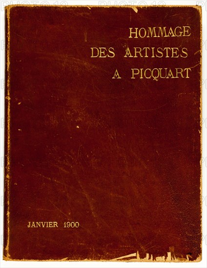 Hommage des artistes à Picquart, 1899, Lithographs by Pierre Émile Cornillier (French, 19th century), Lucien Perroudon (French, 19th century), Louis Anquetin (French, 1861–1932), Adolphe Ernest Gumery (French, 1861–1943), Herman René Georges Paul (French, 19th century), Maximilien Luce (French, 1858–1941), George Manzana-Pissarro (French, 1871–1961), Hippolyte Petitjean (French, 1854–1929), Louis Armand Rault (French, 19th century), Théo van Rysselberghe (Belgian, 1862–1926), Joaquim Sunyer y Miró (Spanish, 1875–1956), and Félix Edouard Vallotton (French, born Switzerland, 1865–1925), published by Paul Brenet (French, 19th–20th centuries) and Félix Thureau (French, 19th–20th centuries), preface written by Octave Mirbeau (French, 1848–1917), France, Book containing twelve lithographs on ivory laid paper and text on cream wove paper, 395 × 307 × 25 mm