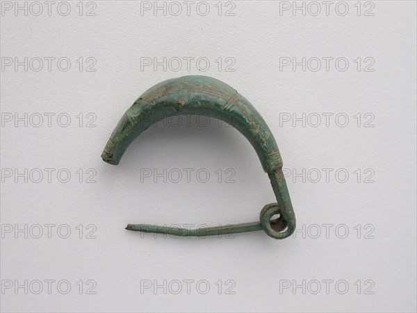 Leech Fibula (Brooch), Geometric Period (800–700 BC), Greek, Thessaly, Thessaly, Bronze, 4.2 × 5.1 × 2.0 cm (1 5/8 × 2 × 3/4 in.)