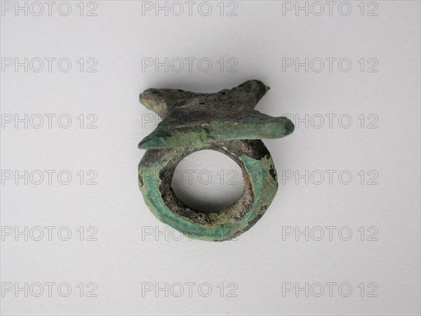Ring with Ingot Bezel, Geometric Period (800–700 BC), Greek, Thessaly, Thessaly, Bronze, 2.9 × 2.7 × 2.7 cm (1 1/8 × 1 1/16 × 1 1/16 in.)