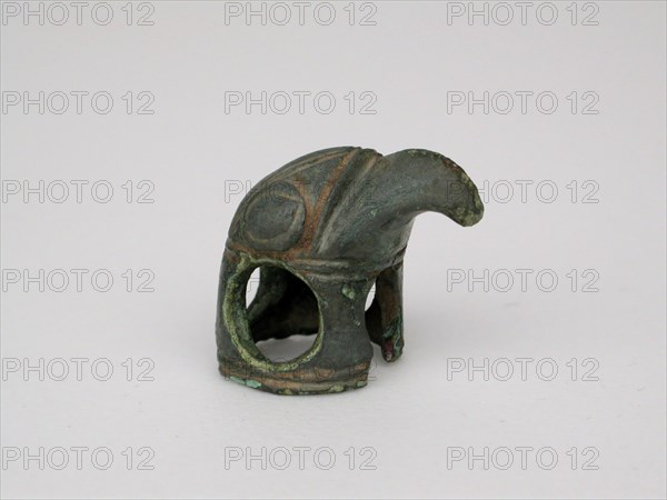 Hawk Head, Geometric Period (800–600 BC), Greek, Thessaly, Greece, Bronze, 2.0 × 2.2 × 1.6 cm (3/4 × 7/8 × 5/8 in.)