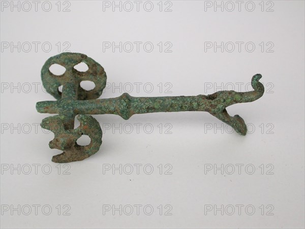 Bird on Wheeled Stand, Geometric Period (750–700 BC), Greek, Thessaly, Greece, Bronze, 6.8 × 2.4 × 3.5 cm (2 5/8 × 1 × 1 3/8 in.)