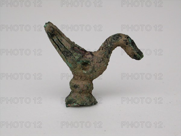 Bird on Broken Stand, Geometric Period (early 7th century BC), Greek, Thessaly, Greece, Bronze, 2.6 × 3.2 × 1.1 cm (1 × 1 1/4 × 7/16 in.)