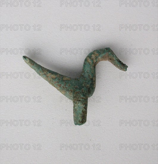 Bird with Flat Tail, Geometric Period (800–600 BC), Greek, Thessaly, Greece, Bronze, 2.8 × 3.7 × 1.1 cm (1 1/8 × 1 1/2 × 7/16 in.)