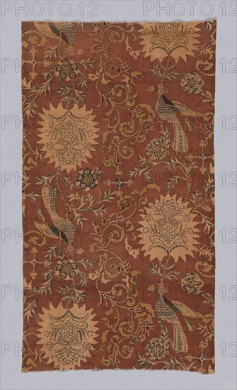 Sarasa, Edo period (1615–1868), probably 18th century, Japan, Cotton, plain weave, stenciled, mordant-dyed, painted, 63.6 x 34.9 cm (25 x 13 3/4 in.)