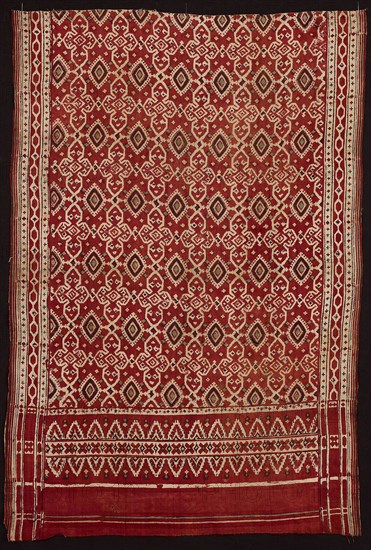 Heirloom Textile (sarasa), 18th century, India, Gujarat, India, Cotton, plain weave, block-printed mordant and resist-dyed, painted, 146 x 97.9 cm (57 1/2 x 38 1/2 in.)
