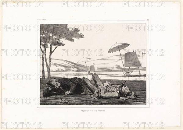 Landscape Painters at Work, plate 309 from Souvenirs d’artistes, 1862, Honoré Victorin Daumier, French, 1808-1879, France, Lithograph on ivory Japanese paper, laid down on ivory wove paper (chine collé), 205 × 269 mm (image/chine), 235 × 285 mm (image with te×t), 320 × 452 mm (sheet), Saint Catherine, 1505/07, printed c. 1580, Hans Baldung Grien (German, c. 1480–1545), with added monogram of Albrecht Dürer (German, 1471–1528), Germany, Woodcut in black on cream laid paper, 238 × 161 mm (image/block), 252 × 173 mm (sheet)