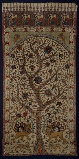 Hanging, 1893, Iran, Iran, Linen, plain weave, painted, printed, 301 x 148 cm (118 1/2 x 58 1/4 in.), Church Interior, Venice, plate sixteen from the North Italian Set, 1896, David Young Cameron, Scottish, 1865-1945, Scotland, Etching on ivory laid paper, 276 x 200 mm (image), 286 x 200 mm (sheet, trimmed within plate mark)
