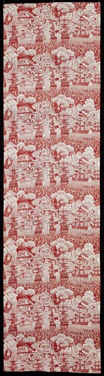 The Bombardment of Algiers (Furnishing Fabric), After 1816, England, Great Britain, Cotton, plain weave, roller printed, glazed and calenderized, 221 x 58.1 cm (87 x 22 7/8 in.)