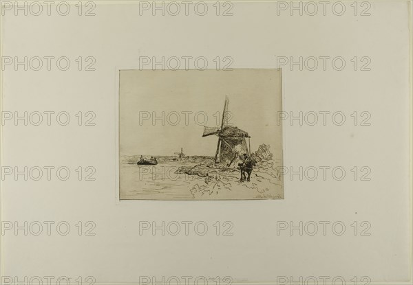 The Towpath, from Cahier de six eaux-fortes, vues de Hollande, 1862, Johan Barthold Jongkind, Dutch, 1819-1891, Netherlands, Etching in brownish-black on ivory laid paper, 167 x 209 mm (image), 176 x 217 mm (plate), 358 x 520 mm (sheet)