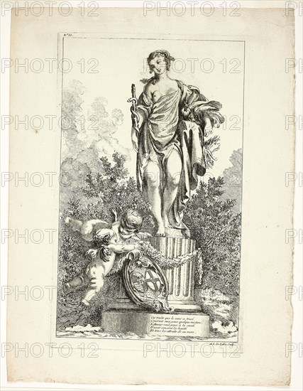 Two Lovers Giving Thanks to the Statue of Health, n.d., Ange Laurent de La Live de Jully (French, 1725-1779), after François Boucher (French, 1703-1770), France, Etching in black on ivory laid paper, 280 × 170 mm (image), 295 × 180 mm (plate), 348 × 266 mm (sheet)