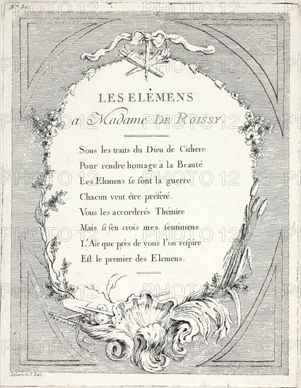 Frontispiece, from Élements, n.d., Ange Laurent de La Live de Jully, French, 1725-1779, France, Etching in black on ivory laid paper, 247 × 190 mm (image), 262 × 204 mm (plate), 331 × 248 mm (sheet)