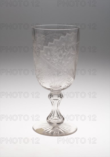 Tall Goblet or Vase, c. 1875, England, Glass, engraved, H. 23 cm (9 1/16 in.)