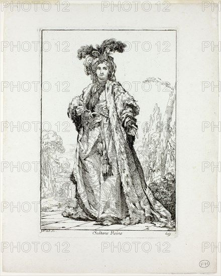 Sultane Reine, plate 29 from Caravanne du Sultan à la Mecque, 1748, Joseph Marie Vien, French, 1716-1809, France, Etching on ivory laid paper, 195 × 131 mm (image), 204 × 135 mm (plate), 262 × 208 mm (sheet)
