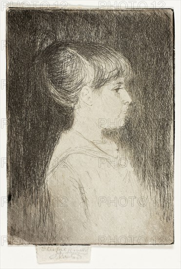 Jeanette, June 1887, 1887, Theodore Roussel, French, worked in England, 1847-1926, England, Etching in black on ivory wove paper, 89 × 63 mm (image/plate), 95 × 63 mm (sheet)