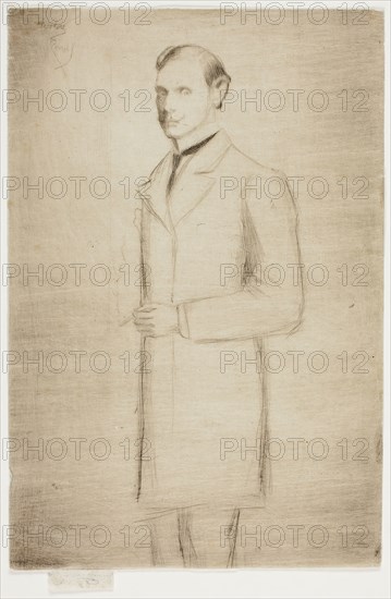 Portrait of Walter Dowdeswell, Esq., 1890, Theodore Roussel, French, worked in England, 1847-1926, England, Drypoint in brown, with plate tone, on ivory Japanese paper, 229 × 152 mm (image/plate), 237 × 152 mm (sheet)
