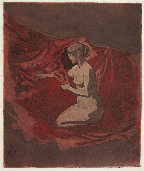 Embers Glow, 1890–97, Theodore Roussel, French, worked in England, 1847-1926, England, Color etching and aquatint on cream (laid) Japanese paper, 251 × 211 mm (image/plate), 300 × 251 (sheet)