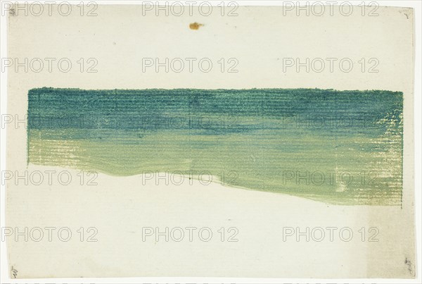 The Sea at Bognor, 1895, Theodore Roussel, French, worked in England, 1847-1926, France, Monotype in two tones of greenish blue ink on ivory laid paper, 43 × 140 mm (image), 101 × 150 mm (sheet, plate mark only partially visible)