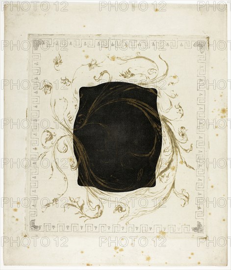 Mount for Anemonies, 1897–99, Theodore Roussel, French, worked in England, 1847-1926, England, Softground etching, aquatint, lavis and drypoint in black and yellow metallic on ivory Japanese paper, 283 × 254 mm (image), 298 × 265 mm (plate), 383 × 329 mm (sheet)