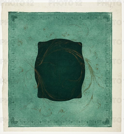 Mount for Last Poppies, 1897–99, Theodore Roussel, French, worked in England, 1847-1926, England, Drypoint, aquatint, softground and lavis in blue-green and yellow-brown metallic on ivory Japanese paper, 283 × 254 mm (image), 298 × 265 mm (plate), 333 × 309 mm (sheet)