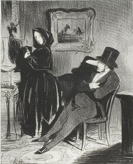 Each time I take you to the opera ball…, plate four from Paris l’hiver, 1845, Honoré-Victorin Daumier, French, 1808-1879, France, Lithograph in black on ivory wove paper, 220 × 177 mm (image), 348 × 263 mm (sheet)