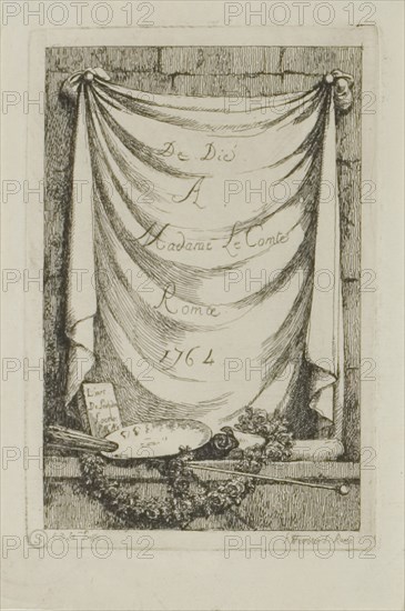Plate from, Nella Venuta, 1764, Franz Edmund Weirotter (Austrian, 1730–1771), after Etienne de Lavallée-Poussin (French, 1735–1802), France, Etching in black on ivory laid paper, 125 × 82 mm (image), 136 × 91 mm (plate), 161 × 107 mm (sheet)