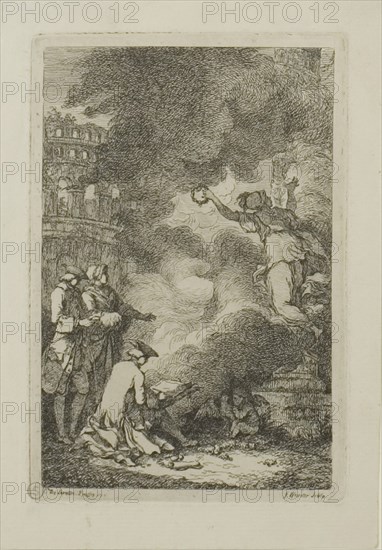 Plate from, Nella Venuta, 1764, Franz Edmund Weirotter (Austrian, 1730–1771), after Etienne de Lavallée-Poussin (French, 1735–1802), France, Etching in black on ivory laid paper, 130 × 86 mm (image), 138 × 94 mm (plate), 162 × 114 mm (sheet)