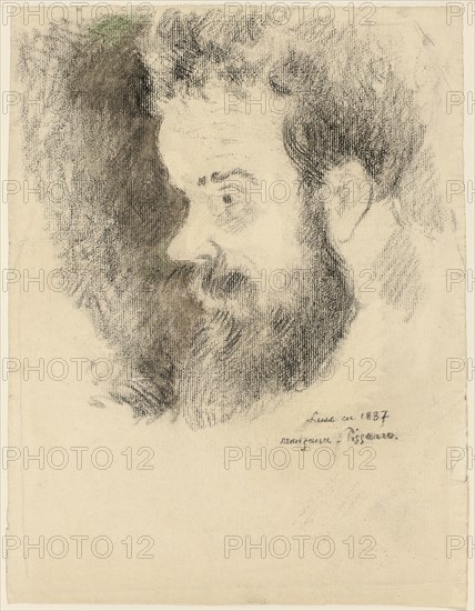 Portrait of Maximillian Luce in 1887, 1887, Georges Manzana-Pissarro, French, 1871–1961, France, Charcoal and fabricated charcoal, with touches of green pastel and traces of red pastel, stumped and erased, on cream laid paper, 312 × 241 mm