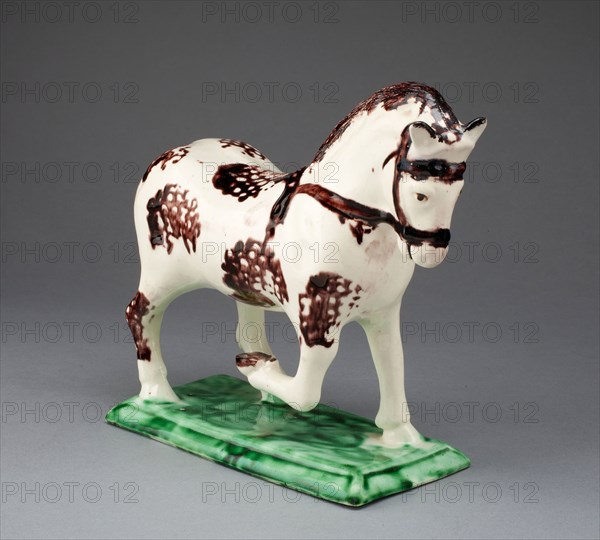 Horse, c. 1765, Staffordshire, England, Staffordshire, Lead-glazed earthenware (creamware), 18.6 x 20.3 x 8.9 cm (7 5/16 x 8 x 3 1/2 in.)