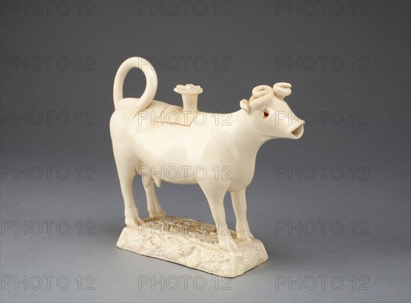 Cow Creamer, c. 1750, Staffordshire, England, Staffordshire, Lead-glazed earthenware (creamware), 13 x 14.9 x 5.1 cm (5 1/8 x 5 7/8 x 2 in.)