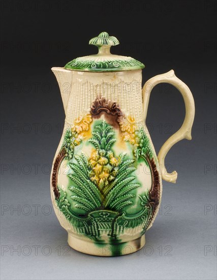 Milk Jug, 1760/69, Staffordshire, England, Staffordshire, Lead-glazed earthenware (creamware), 16.5 x 11.4 x 8.9 cm (6 1/2 x 4 1/2 x 3 1/2 in.)