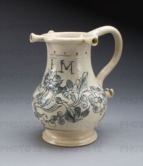 Puzzle Jug, c. 1765, Staffordshire, England, Staffordshire, Salt-glazed stoneware, 15.4 x 14 x 10.5 cm (6 1/16 x 5 1/2 x 4 1/8 in.)