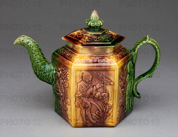 Teapot, 1750/70, Staffordshire, England, Staffordshire, Lead-glazed earthenware (creamware), 13 x x 17.2 x 9.2 cm (5 1/8 x 6 3/4 x 3 5/8 in.)