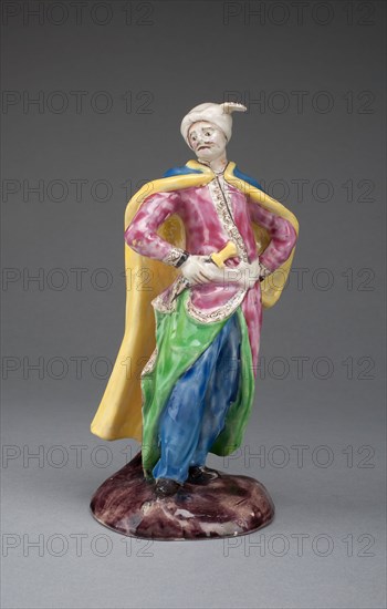 Figure of a Turk, 1765/75, Staffordshire, England, Staffordshire, Salt-glazed stoneware, polychrome enamels, 19.7 x 10.8 x 7.6 cm (7 3/4 x 4 1/4 x 3 in.)