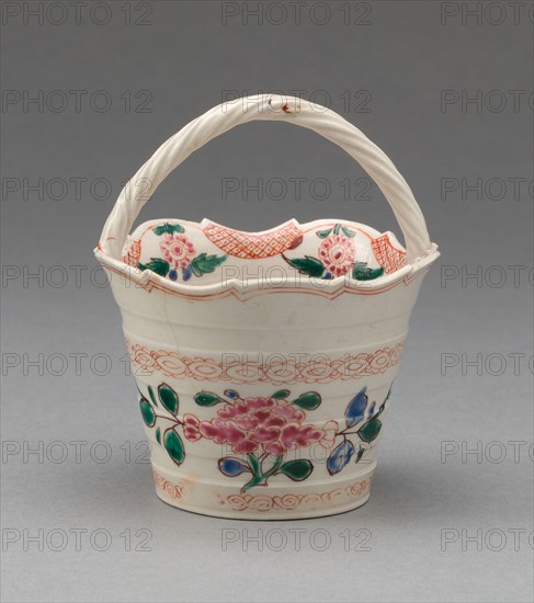 Basket, 1750/65, Staffordshire, England, Staffordshire, Salt-glazed stoneware, polychrome enamels, 8.6 x 7 x 7 cm (3 3/8 x 2 3/4 x 2 3/4 in.)