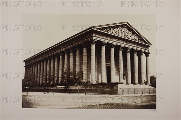 Church of the Madeleine (Eglise de la Madeleine), c. 1860, Édouard Baldus, French, born Germany, 1813–1889, France, Albumen print, 20.4 × 28.6 cm (image), 33.9 × 43.9 cm (mount)