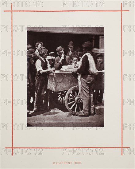 Halfpenny Ices, 1877, John Thomson, Scottish, 1837–1921, Scotland, Woodburytype, from the album "Street Life in London
