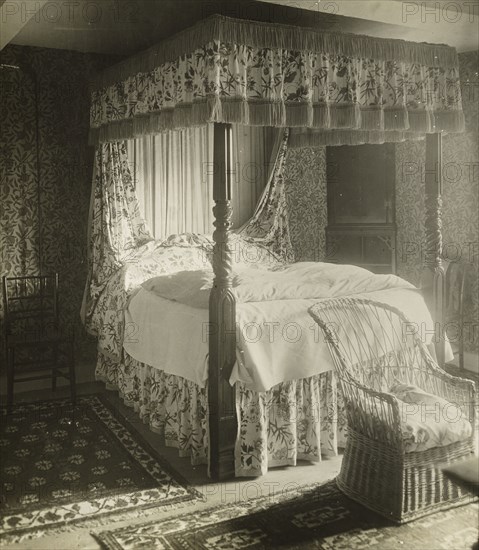 Kelmscott Manor: Bed Wm. Morris Was Born In, 1896, Frederick H. Evans, English, 1853–1943, England, Lantern slide, 8.2 × 8.2 cm, Kelmscott Manor: In the Tapestry Room, 1896, Frederick H. Evans, English, 1853–1943, England, Lantern slide, 8.2 × 8.2 cm