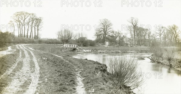 Kelmscott Manor: From the Thames, 1896, Frederick H. Evans, English, 1853–1943, England, Lantern slide, 8.2 × 8.2 cm