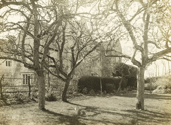 Kelmscott Manor: From the Orchard, 1896, Frederick H. Evans, English, 1853–1943, England, Lantern slide, 8.2 × 8.2 cm