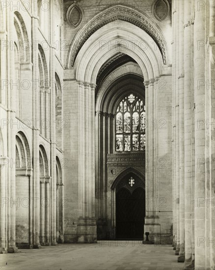 Ely Cathedral: Nave, Arches at West End, 1891, Frederick H. Evans, English, 1853–1943, England, Lantern slide, 8.2 × 8.2 cm