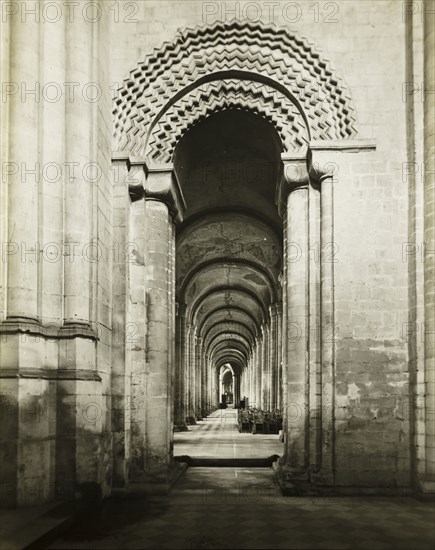 Ely Cathedral: South Aisle to East, from Southwest Transept, 1891, Frederick H. Evans, English, 1853–1943, England, Lantern slide, 8.2 × 8.2 cm