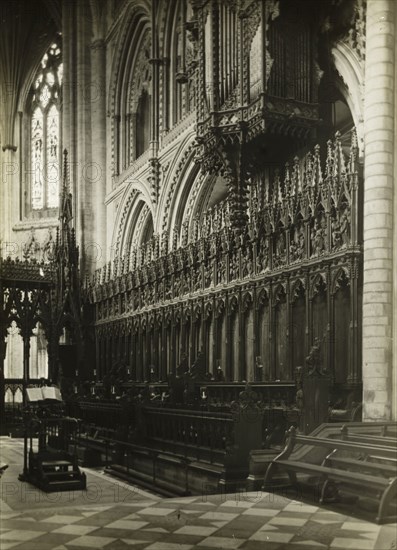 Ely Cathedral: Choir Stalls, 1891, Frederick H. Evans, English, 1853–1943, England, Lantern slide, 8.2 × 8.2 cm