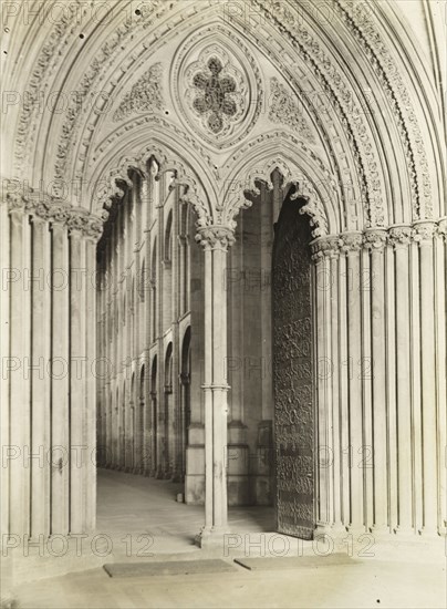 Ely Cathedral: Galilee Porch, Door into Nave, c. 1891, Frederick H. Evans, English, 1853–1943, England, Lantern slide, 8.2 × 8.2 cm
